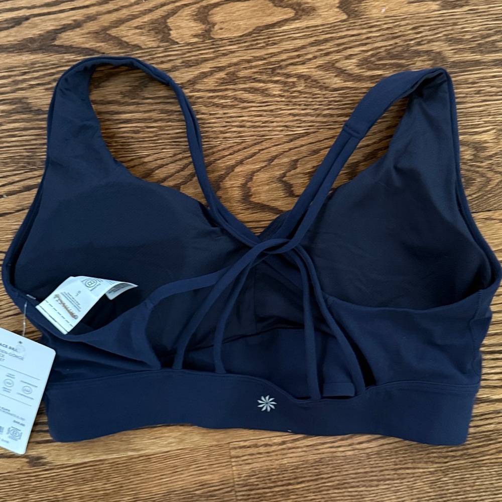 NWT Athleta Solace Navy Bra Size Large Best for D-DD Cups sports bra Strappy - Picture 8 of 9